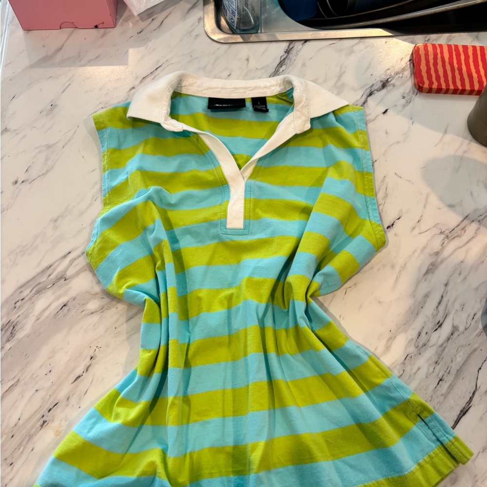 Striped Green and Blue Polo Shirt